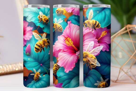 Bee Tumbler Wrap Design 20oz Skinny: Graphics for Tumbler Wraps