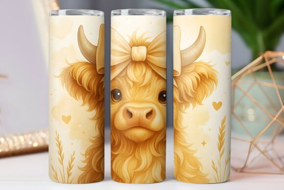 Cute Highland Cow Tumbler Wrap: Graphics & Illustrations