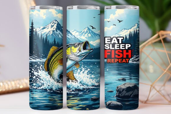 Fishing Tumbler Wrap Eat Sleep Fish Wrap Graphics Tumbler Wraps