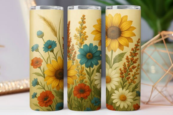 Floral Flower 20oz Skinny Tumbler Wraps