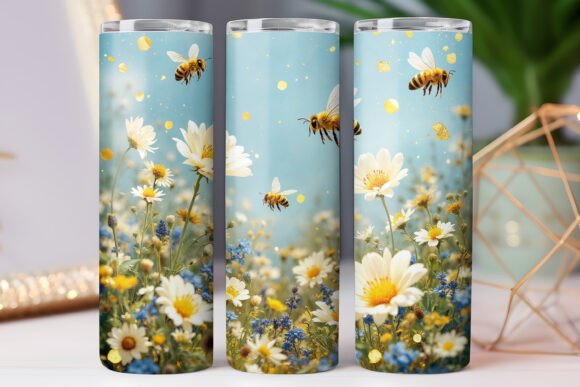Flower Bee Tumbler Wrap Design Graphics for Brands