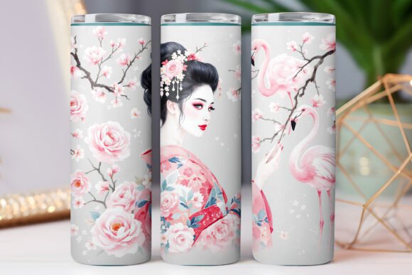 Japanese Girl Nature Tumbler Wrap Design: Graphics for Tumbler Wraps