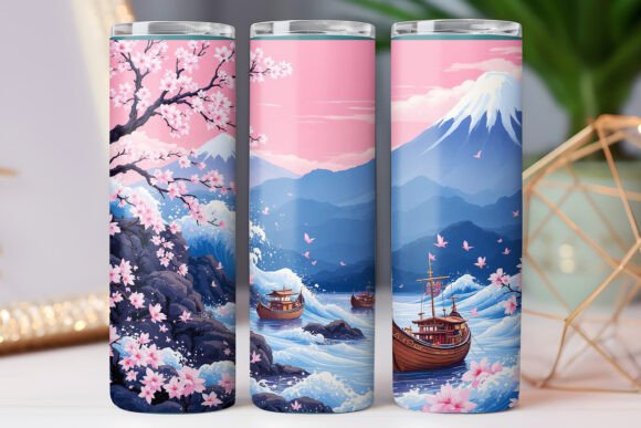 Japanese Mount Tumbler Wrap Design 20oz Graphics for Tumbler Wraps