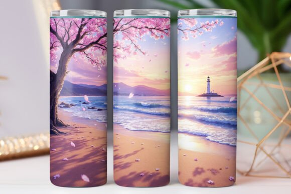 Japanese Sea View Kawaii Tumbler Wrap Graphics for Tumbler Wraps