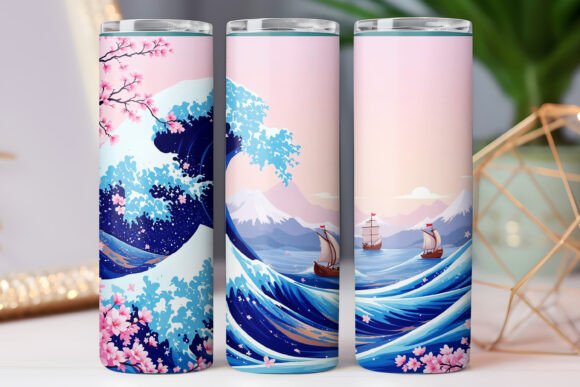 Japanese Wave Tumbler Wraps: Graphics for Local Branding