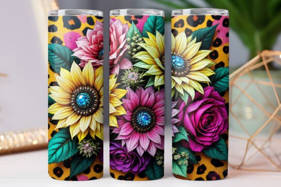 Leopard Pattern Sunflower Tumbler Wrap: Graphics for Tumbler Wraps