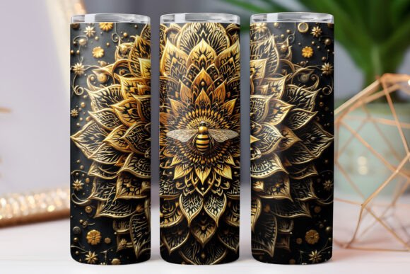 Luxury Bee Sunflower Tumbler Wrap Jpg Graphics for Publishers