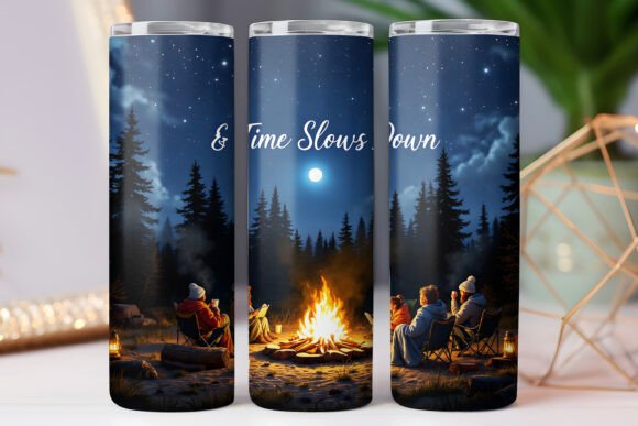 Night Camping Tumbler Wrap 20oz Skinny Graphics and Tumbler Wraps
