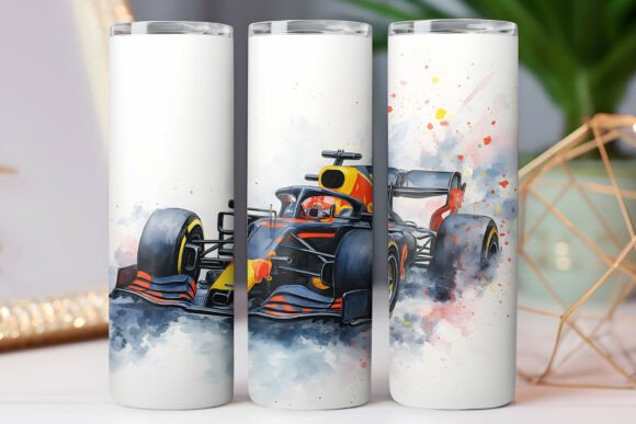 Racing Car Watercolor Graphics for Tumbler Wraps
