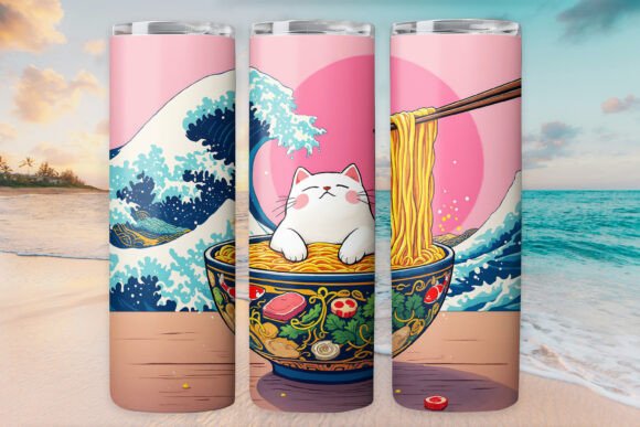 Ramen Cat Kitty Tumbler Wrap Graphics & Tumbler Wraps