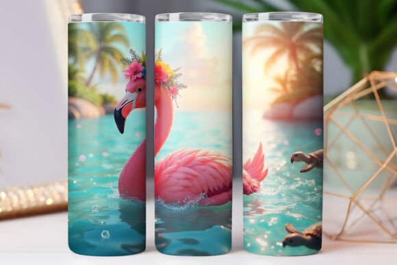 Summer Flamingo Tumbler Wrap: Graphics & Tumbler Wraps