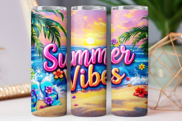 Summer Vibes Beach Tumbler Wrap Photo Graphics for Tumbler Wraps