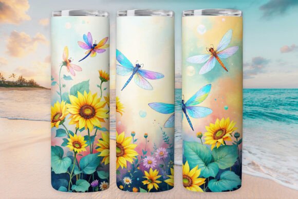 Sunflower Dragonflies Tumbler Wrap Graphics for Tumbler Wraps Publishing