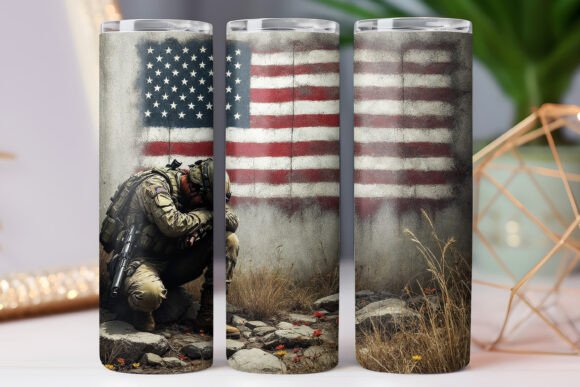 Us Veteran Tumbler Wraps: Soldier & Flag Graphics