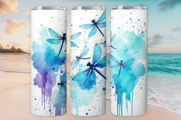Watercolor Dragonflies Tumbler Wraps Graphics