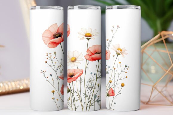 Watercolor Flower Pattern Tumbler Wrap: Graphics for Sellers
