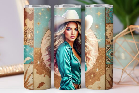 Western Cowboy Girl Tumbler Wrap Design: Graphics for Tumbler Wraps