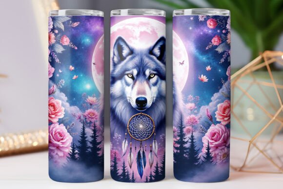 Wolf Native American Tumbler Wrap Jpg: Graphics & Tumbler Wraps